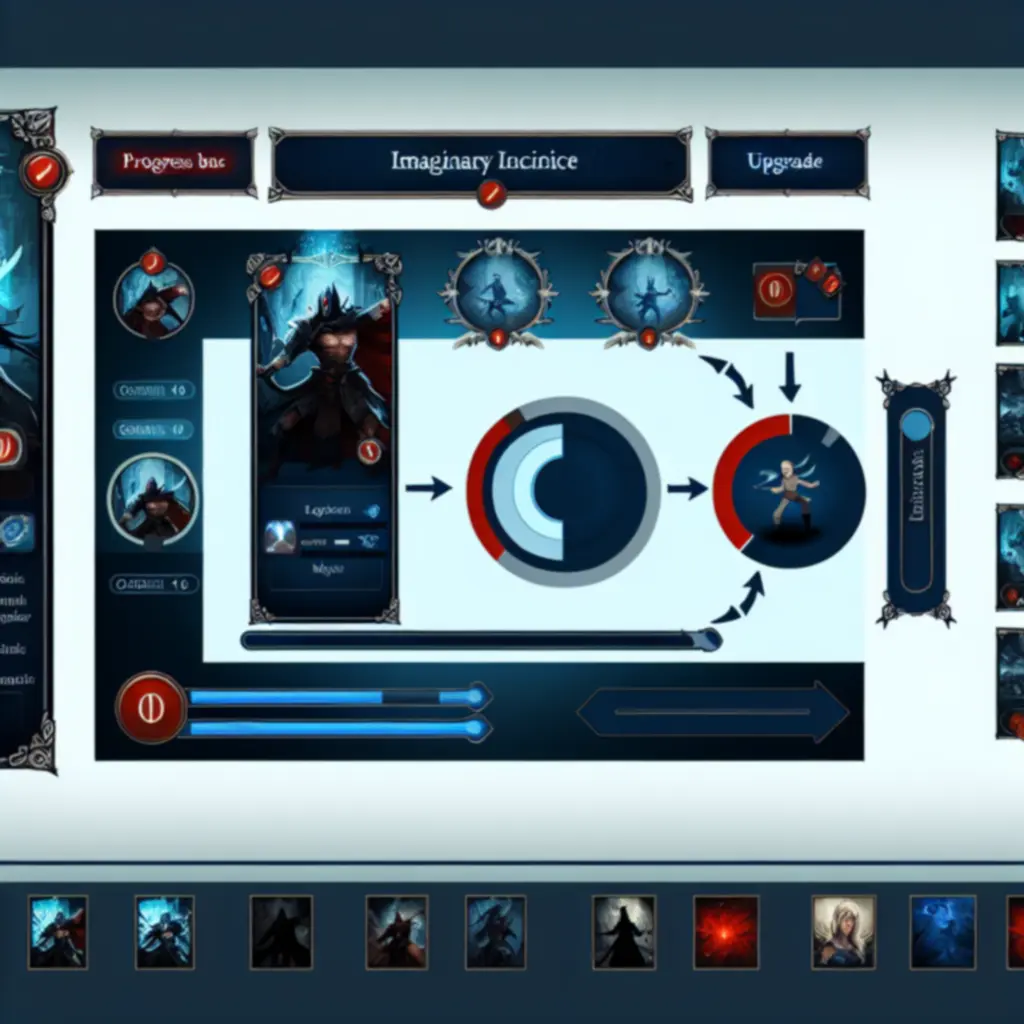 Ekran rozwoju bohatera z ulepszaniem umiejętności w Shadow Fight Arena