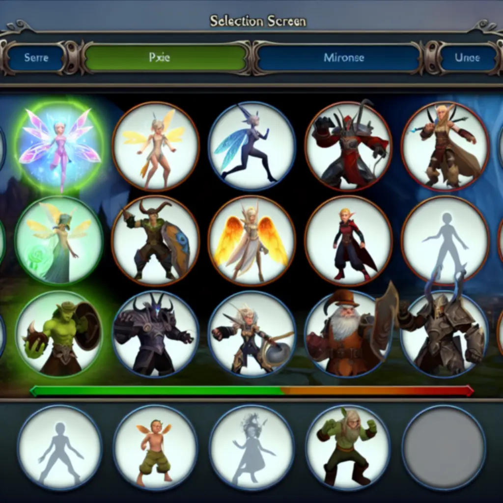 Ekran wyboru bohaterów w Shadow Fight Arena z różnymi wojownikami